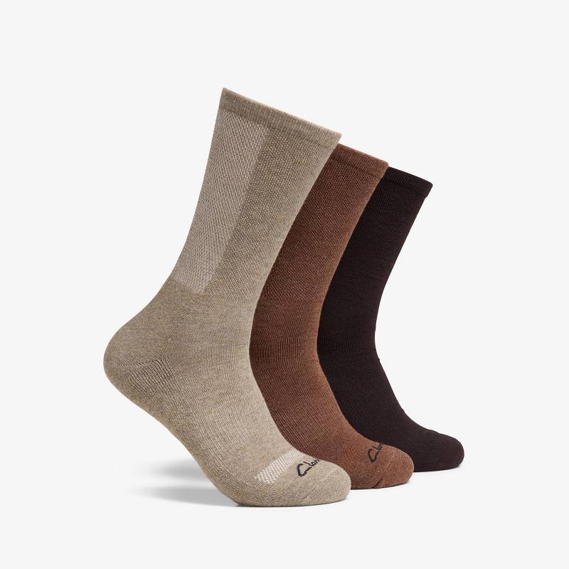 Clarks 3 Pack Sport Crew Sock Haki | CLKS-84169