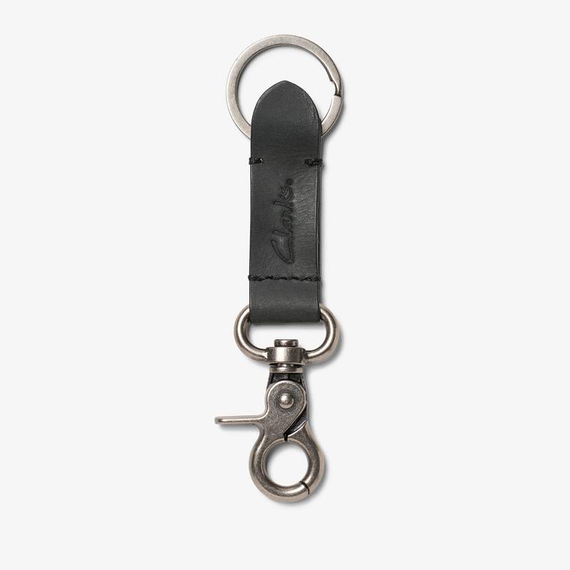 Clarks Oiled Leather Key Fob Siyah | CLKS-84142