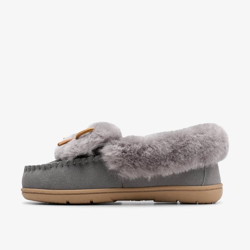 Clarks Roll Mocc Slippers Gri | CLKS-84675