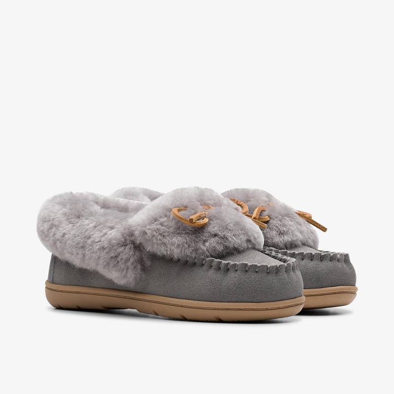 Clarks Roll Mocc Slippers Gri | CLKS-84675