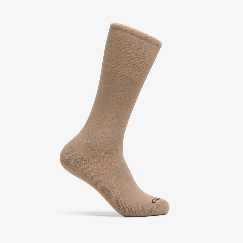 Clarks Solid Crew Sock Gri Kahverengi | CLKS-84177
