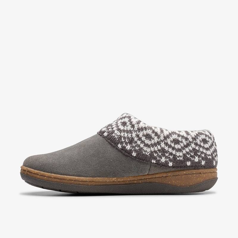 Clarks Willowdean Sweater Slippers Koyu Gri | CLKS-84669