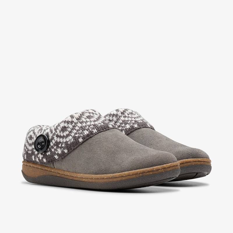 Clarks Willowdean Sweater Slippers Koyu Gri | CLKS-84669