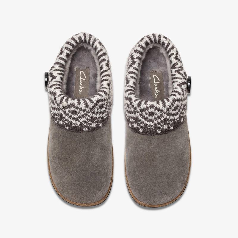 Clarks Willowdean Sweater Slippers Koyu Gri | CLKS-84669
