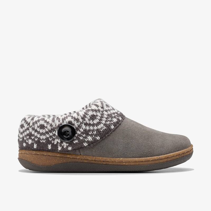 Clarks Willowdean Sweater Slippers Koyu Gri | CLKS-84669